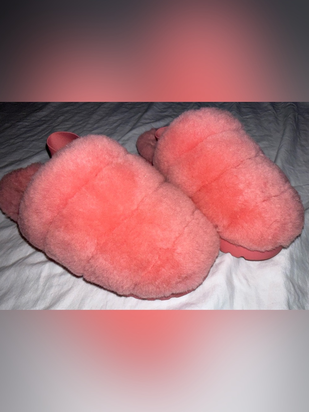 UGG Coral Pink Fuzzy Slide Sandals